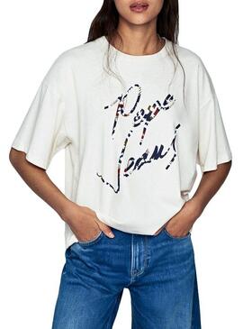 T-Shirt Pepe Jeans Paola Blanc pour femme