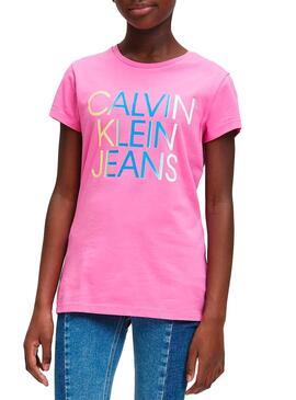 T-Shirt Calvin Klein Jeans Gradient Rosa Fille