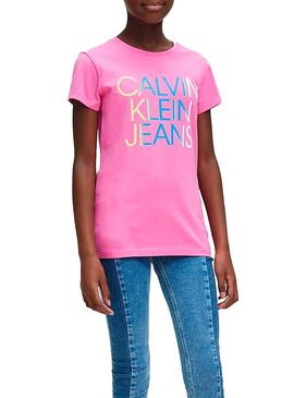 T-Shirt Calvin Klein Jeans Gradient Rosa Fille