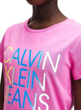 T-Shirt Calvin Klein Jeans Gradient Rosa Fille