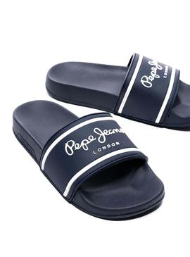 Sandales Pepe Jeans Slider Logo Bleu pour Garçon