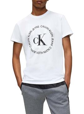 T-Shirt Calvin Klein Logo rond Blanc Homme