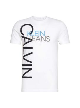 T-Shirt Calvin Klein Jeans Vertical Blanc Homme