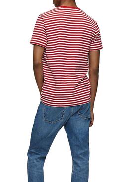 T-Shirt Calvin Klein Mini Stripes Rouge Homme