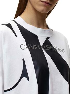 T-Shirt Calvin Klein Jeans Large CK Blanc Femme