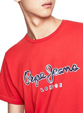 T-Shirt Pepe Jeans Merton Rouge para Homme