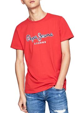 T-Shirt Pepe Jeans Merton Rouge para Homme