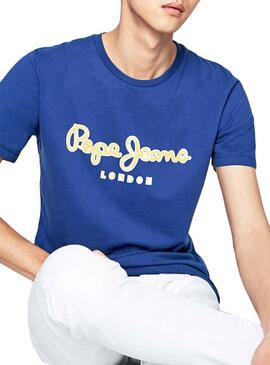 T-Shirt Pepe Jeans Merton Blue pour Homme