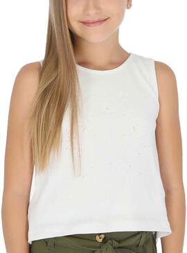 Top Mayoral Embroidered Blanc pour Fille