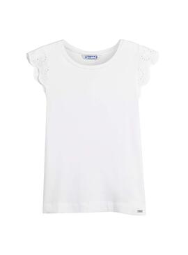 T-Shirt May Volants oraux Blanc pour Fille