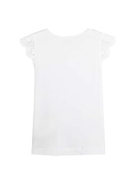 T-Shirt May Volants oraux Blanc pour Fille