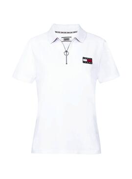 Polo Tommy Jeans Badge Blanc Pour Femme