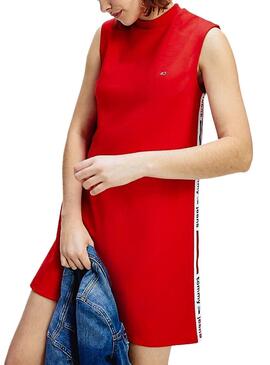 Robe Tommy Jeans Tape Detail Rouge pour Femme
