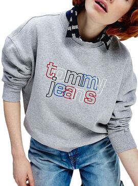 Sweat Tommy Jeans Modern Logo Gris Para Femme