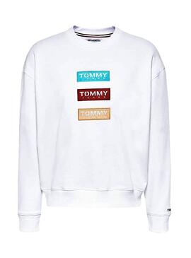 Sweat Tommy Jeans Modern Logo Blanco Para Femme