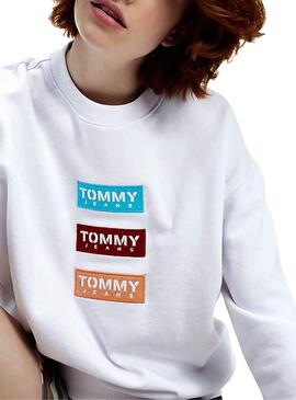 Sweat Tommy Jeans Modern Logo Blanco Para Femme