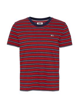 T-Shirt Tommy Jeans Classics Stripe Rouge Femme