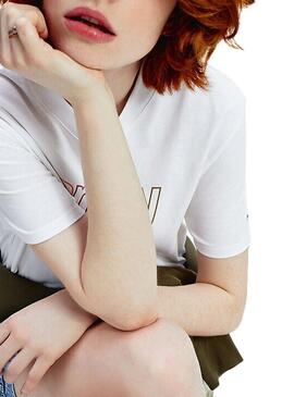 T-Shirt Tommy Jeans Outline Logo Blanc Femme