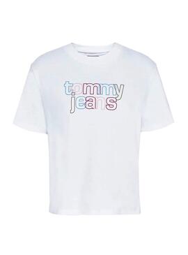 T-Shirt Tommy Jeans Outline Logo Blanc Femme