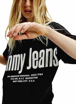 T-Shirt Tommy Jeans Diagonal Logo Noire Femme