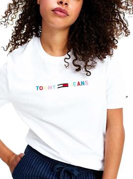T-Shirt Tommy Jeans Coloré Blanc pour Femme