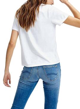 T-Shirt Tommy Jeans Camo Logo Blanc pour Femme