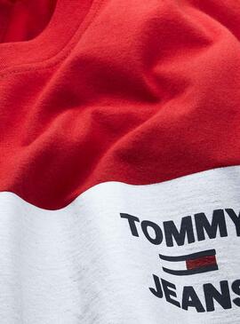 T-Shirt Tommy Jeans Chest Stripe Rouge pour Homme