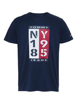 T-Shirt Tommy Jeans vertical Logo Bleu 