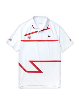 Polo Lacoste Roland Garros Croco Blanc Homme