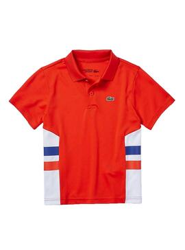 Polo Lacoste Panel Rouge pour Homme