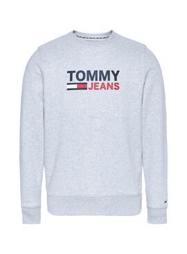 Sweat Tommy Jeans Corp Logo Gris pour Homme