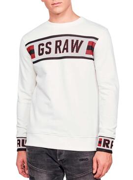 Sweat Jacquard G-Star Blanc pour Homme