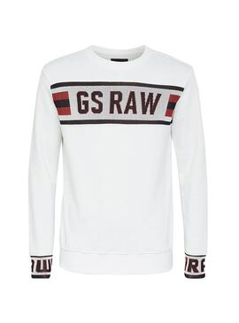 Sweat Jacquard G-Star Blanc pour Homme