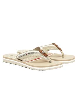 Flip flops Tommy Hilfiger Stripy Beige pour Femme