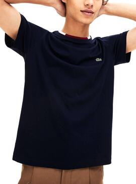 T-Shirt Lacoste Collar Bleu pour Homme