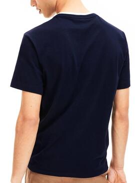 T-Shirt Lacoste Collar Bleu pour Homme