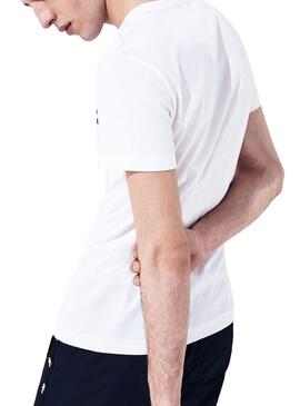 T-Shirt Lacoste Fissure Blanc pour Homme