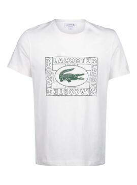 T-Shirt Lacoste Vintage Blanc pour Homme