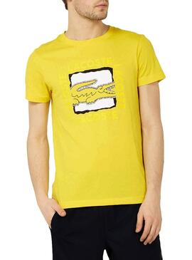 T-Shirt Lacoste Logo 3D Jaune Homme
