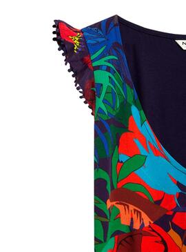T-Shirt Naf Naf Tropical Multicolore pour Femme