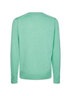 Pull Tommy Hilfiger col en V Vert pour Homme