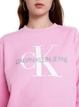 Sweat Calvin Klein Monogram Logo Rose Femme