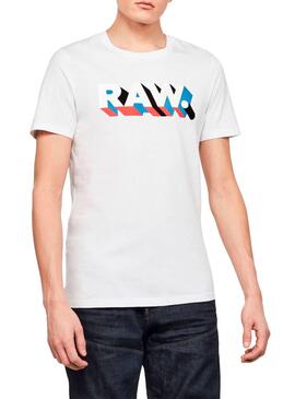 T-Shirt G-Star Text Blanc pour Homme