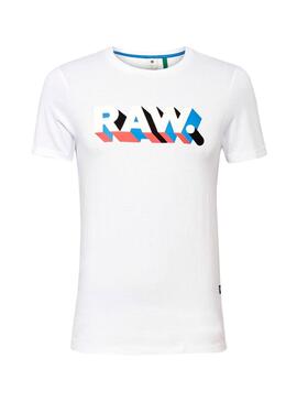 T-Shirt G-Star Text Blanc pour Homme