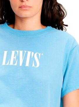 T-Shirt Levis Graphic Serif Logo Bleu pour Femme