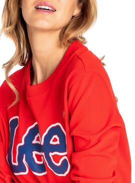 Sweat Lee Logo Rouge Femme