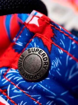 Slip de bain Superdry International Palm Rouge Homme