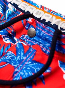 Slip de bain Superdry International Palm Rouge Homme