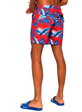 Slip de bain Superdry International Palm Rouge Homme