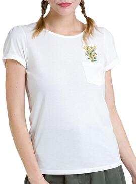 T-Shirt Naf Naf Flower Blanc pour Femme